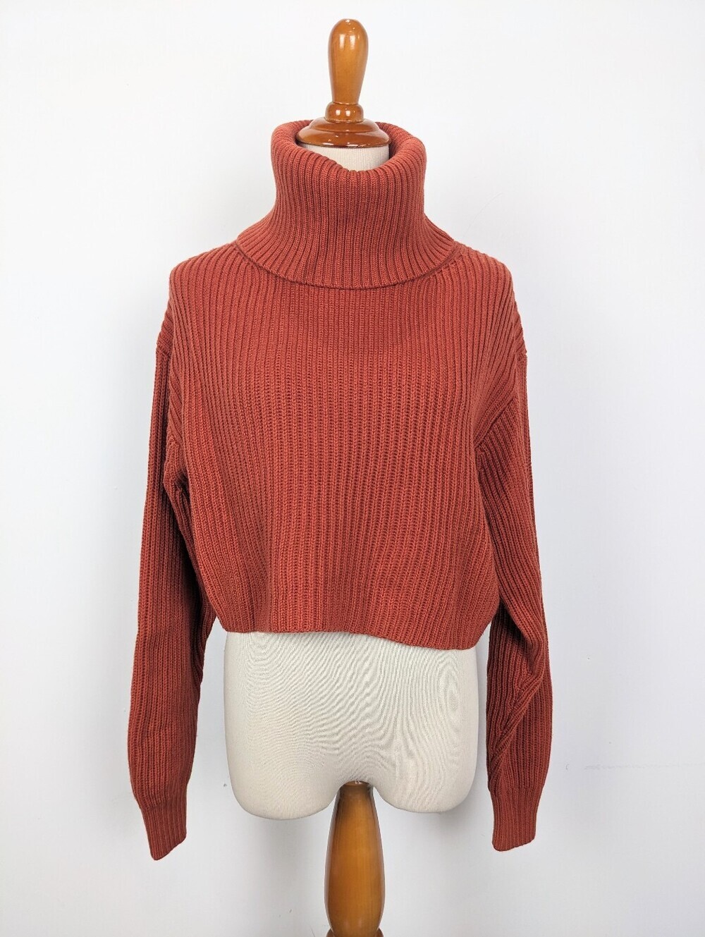Aritzia Babaton Cropped Turtleneck Sweater 2XS Rust Orange Guell Sweater